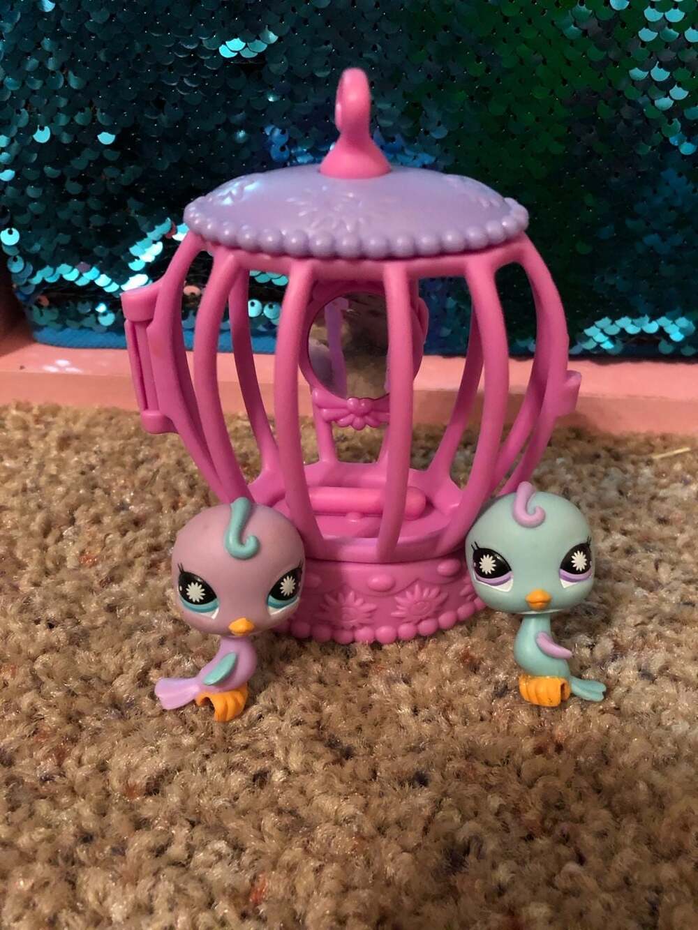 Littlest Pet Shop Twin Parakeets with Portable Pet Cage and Accessories